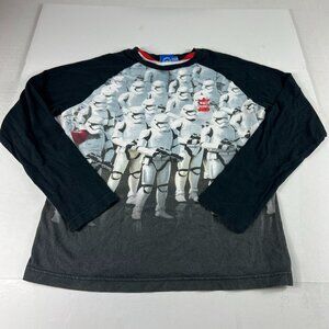 Star Wars Adidas Storm Trooper Shirt Youth Large Black Raglan Long Sleeve Tee
